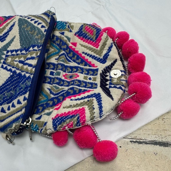 Paper Source Boho Pom Pom Clutch – Embroidered Tribal Print - Picture 5 of 9